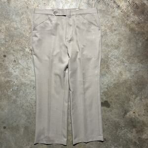 Vintage 70s Botany 500 Beige Talon Trousers Pants 34x27